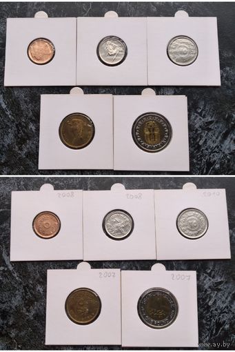 Распродажа с 1 рубля!!! Египет 5 монет (5, 10, 25, 50 пиастров, 1 фунт) 2007-2010 гг. UNC