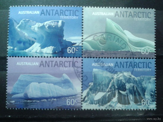 Антарктические территории 2011 Айсберги, квартблок Михель-4,0 евро гаш