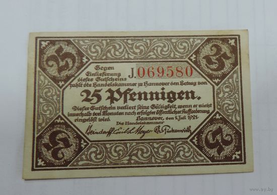 25 пфеннигов 1921г. (нотгельды) Германия.