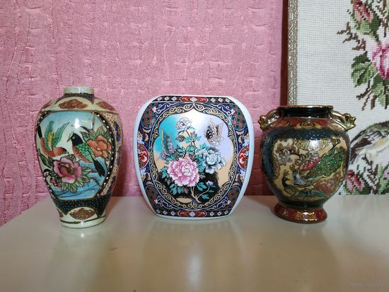 Антикварные японские вазочки .Ручная роспись.