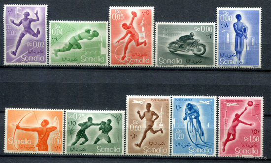 Итальянское Сомали - 1958г. - Спорт - полная серия, MNH [Mi 340-349] - 10 марок