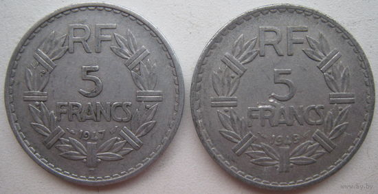 Франция 5 франков 1947, 1949 гг. Цена за 1 шт.