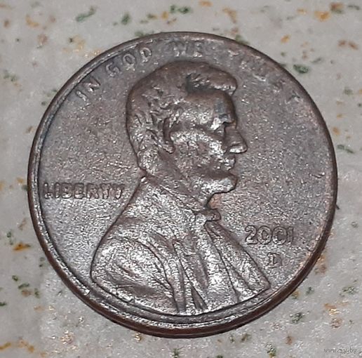 США 1 цент, 2001 Lincoln Cent Отметка монетного двора: "D" - Денвер (4-10-61)