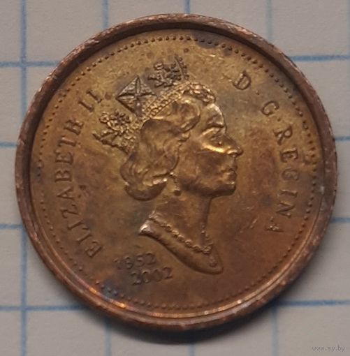 Канада 1 цент 2002г. km445 золотой юбилей ( не магнит)