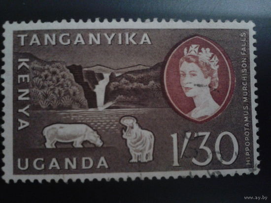 Кения Уганда Таньганьика 1960 королева водопад, бегемоты