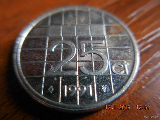 25 центов, Нидерланды, 1991 г.