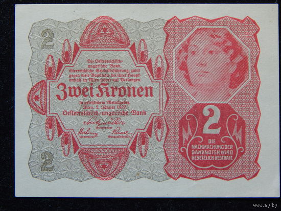 Австрия 2 кроны 1922 г UNC