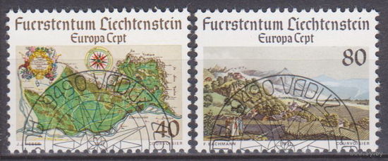 Евросепт Марки ЕВРОПЫ - Карта и ландшафт Лихтенштейн 1976 год Лот 51 около 30 % от каталога по курсу 3 р  ПОЛНАЯ СЕРИЯ