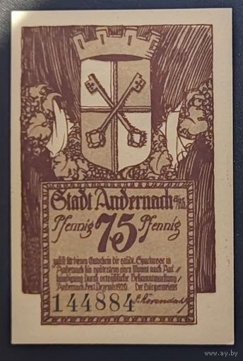 75 пфеннигов 1920 года - Германия (Андернах)- нотгельд - UNC