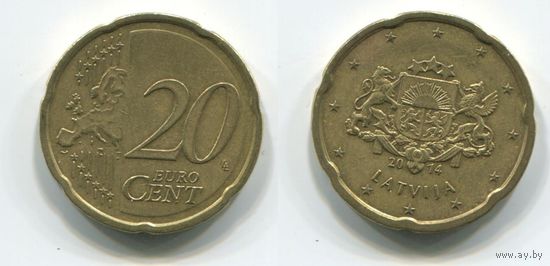Латвия. 20 евроцентов (2014)