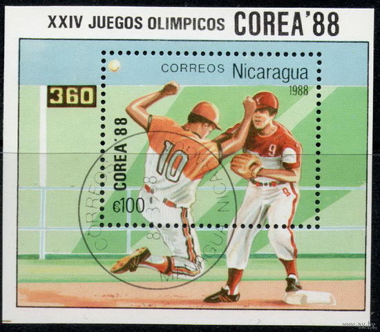 Никарагуа /1988/ XXIV Олимпийские Игры / Сеул. Корея-88 / Бейсбол / Блок.