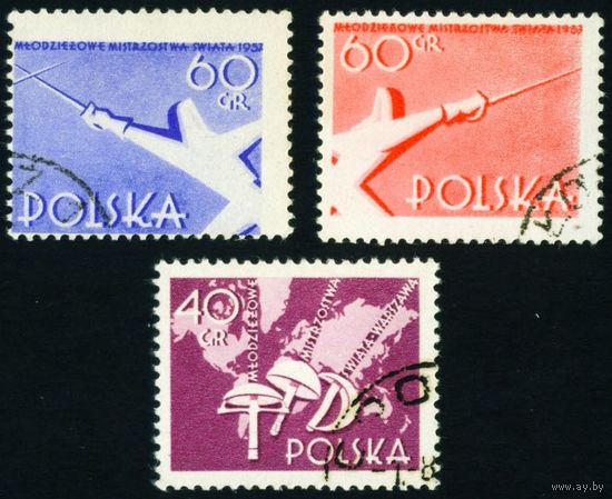Молодежный чемпионат мира по фехтованию Польша 1957 год серия из 3-х марок