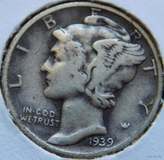 5. США 1 дайм 1939 год, серебро