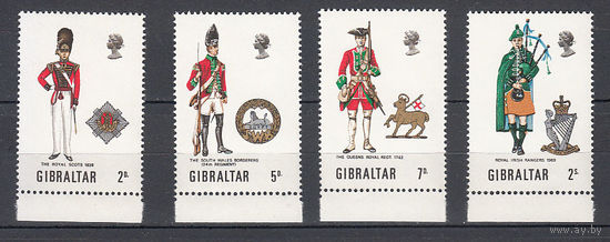 Военная униформа. Гибралтар. 1970. 4 марки (полная серия). Michel N 237-240 (8,5 е)