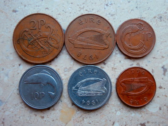 Набор 3 монеты: 10 пенсов 2 пенса 1 пенни Ирландия
