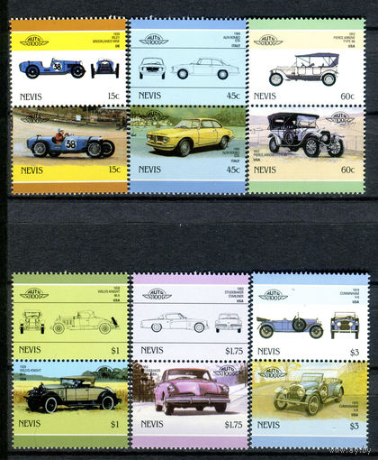 Невис - 1986г. - Автомобили - полная серия, MNH [Mi 398-409] - 12 марок - 6 сцепок