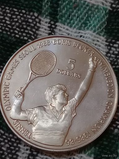 Ниуэ 5 долларов 1987 теннис Борис Беккер