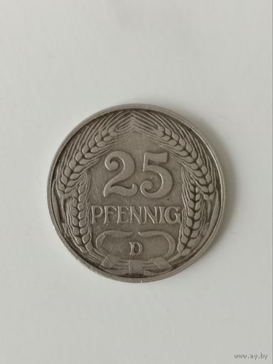 Германия 25 пфеннигов 1909 D