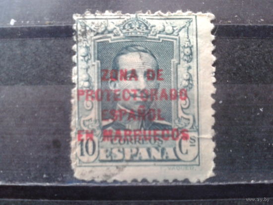 Зона протектората Испании в Марокко 1916 Король Альфонс 13 Надпечатка