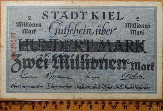 2 миллиона марок 1923г. Киль (печать)