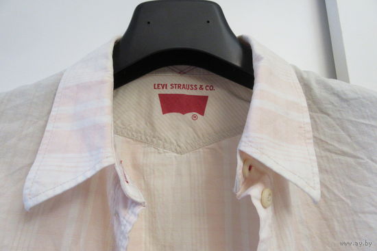 LEVIS Левис Оригинал розово-белая приталенная рубашка в клетку хлопок размер M 100% cotton m