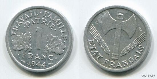 Франция. 1 франк (1944, буква C, XF)
