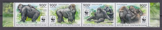 2015 Центральноафриканская Республика 5460-5463strip WWF / Фауна - Горилла 16,00 евро