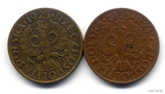 Лот: 2 гроша 1923, 1935 гг. Всего 2 шт.