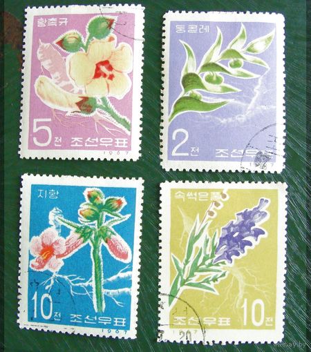 КНДР, 4м цветы гаш. 1967
