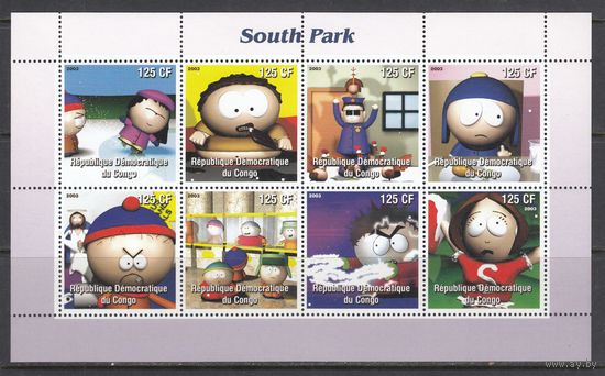 Южный Парк South Park Мультфильм Мультипликация Кино 2003 Конго MNH полная серия 8 м зуб
