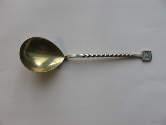 Ложка салатная серебряная 875 проба, 52 грамма,  19 см.