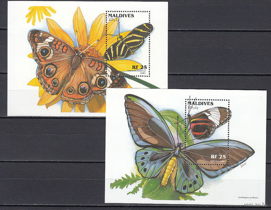 Фауна. Бабочки. Мальдивы. 1996. 2 блока. Michel N бл367-368 (15,0 е)