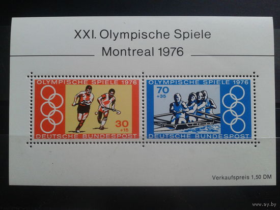 ФРГ 1976 Олимпиада в Монреале блок Михель-2,4 евро