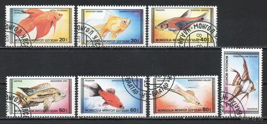 Фауна Рыбы  Монголия  1987 год серия из 7 марок