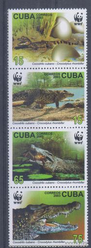 [383] Куба 2003. Фауна.Крокодил.WWF. СЕРИЯ-СЦЕПКА MNH. Кат.4,5 е.