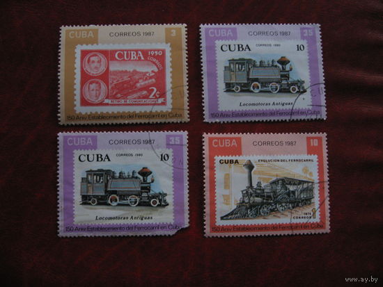 Марка паровозы (локомотивы) Куба 1987 год