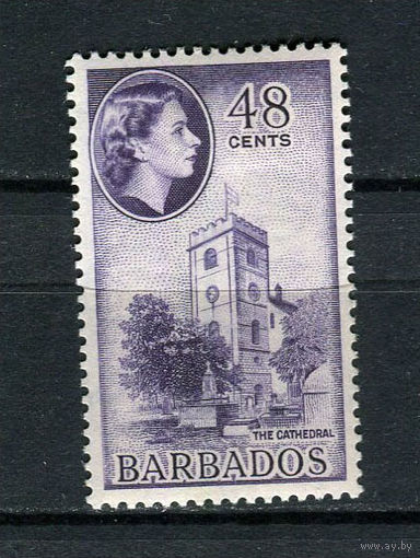 Британские колонии - Барбадос - 1953/1957 - Королева Елизавета II и кафедральный собор 48С - [Mi.212] - 1 марка. MH.  (Лот 55DQ)