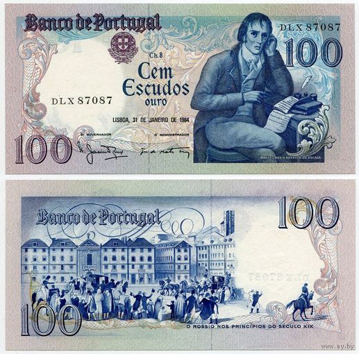 Португалия. 100 эскудо (образца 1984 года, P178c, подпись 1, UNC)
