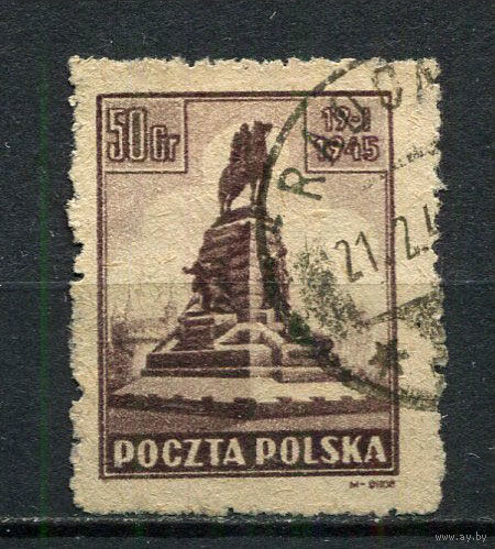 Польша - 1945 - Монумент в Кракове 50Gr - [Mi.393] - 1 марка. Гашеная.  (Лот 63EQ)-T7P8