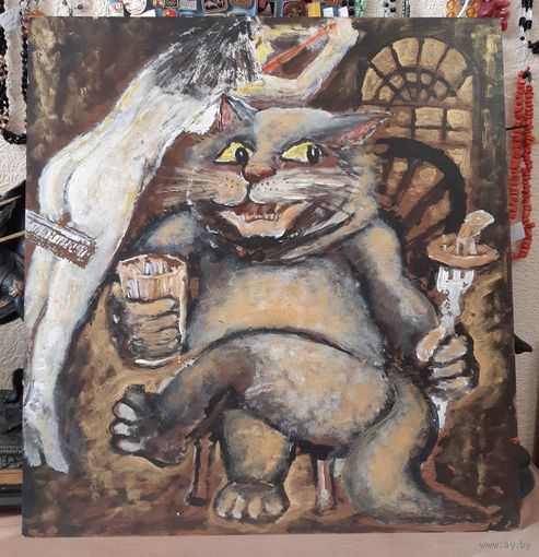 Картина Кот Бегемот,Авторская. размер 49,5 х 53,5 см