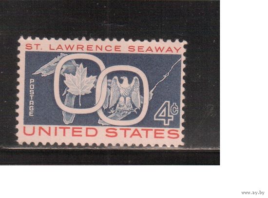США-1959, (Мих.754) , ** , Карта, Символы (одиночка)