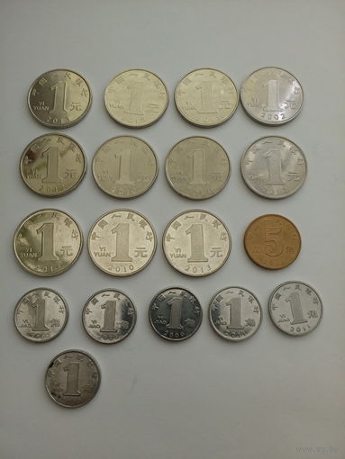 Монеты Китай 1 лотом