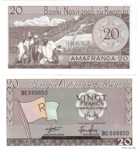 Руанда 20 франков образца 1976 года UNC p6e