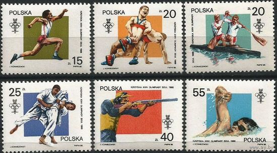Польша ПНР Летняя Олимпиада Сеул Стрельба Бег 1988 3149-54 ч.** серия спорт