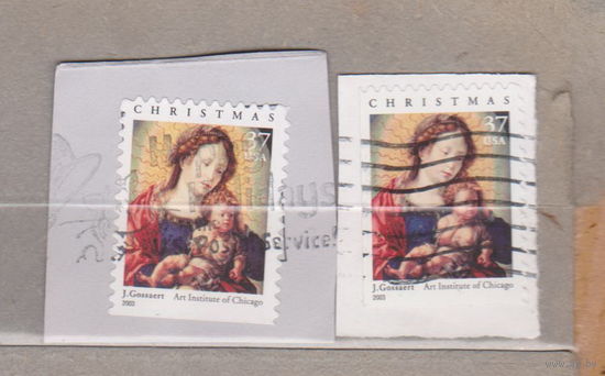 Рождество религия живопись США 2003 год лот 1068 цена за 1 марку вырезки