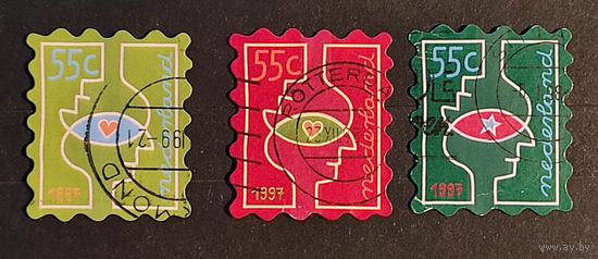 Нидерланды, 3м гаш, декабрьские марки, перекрывающиеся головы