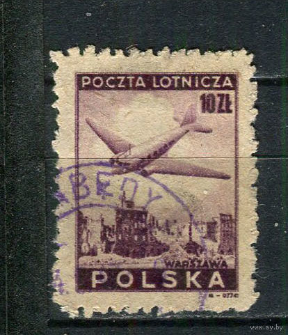 Польша - 1946 - Авиация 10Zt - [Mi.429] - 1 марка. Гашеная.  (Лот 72EQ)-T7P8