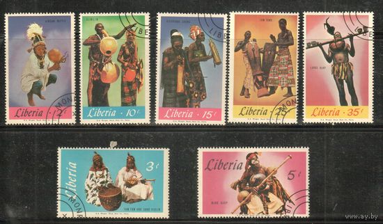 Либерия-1967,(Мих.686-692)  гаш., Музыкальные инструменты, (полная серия)