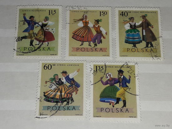 Польша 1969 Народные танцы и костюмы. 5 марок