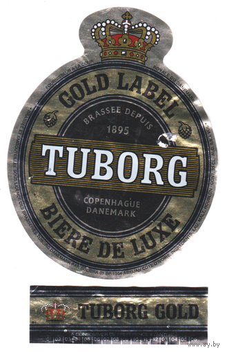 Этикетка пива Tuborg Дания б/у П3891